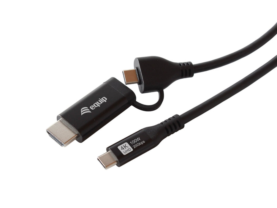 EAN 4015867244203 - Equip 128435 adaptador de cable de vídeo 1 m USB Tipo C HDMI + USB Type-C Negro imagen 1