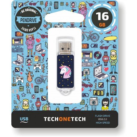 EAN 8436546592587 - TECH ONE TECH Unicornio dream unidad flash USB 16 GB USB tipo A 2.0 Azul, Transparente imagen 1