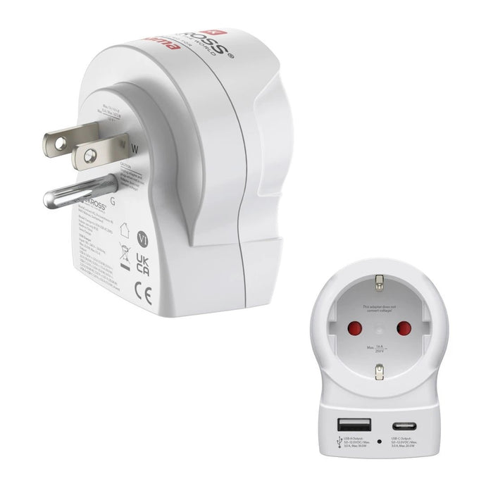 EAN 4047443553768 - Hama EU to US adaptador de enchufe eléctrico Tipo B Tipo C (Euroconcexión) + Tipo F Blanco imagen 1