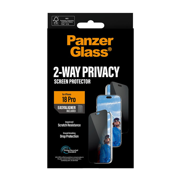 EAN 5715685043499 - PanzerGlass ® 2-Way Privacy Screen Protector iPhone 18 Pro | Ultra-Wide Fit w. EasyAligner Protector de p imagen 3