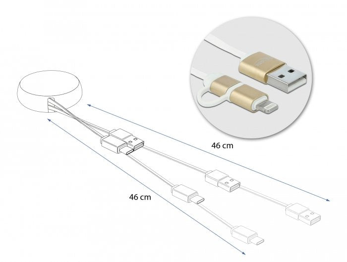 EAN 4043619858200 - DeLOCK 85820 cable USB USB 2.0 0,92 m USB A Micro-USB B/Lightning Oro, Blanco imagen 4