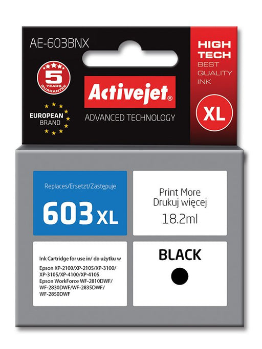 EAN 5901443112570 - Activejet tusz do Epson 603XL AE-603BNX cartucho de tinta 1 pieza(s) Compatible Alto rendimiento (XL) imagen 1