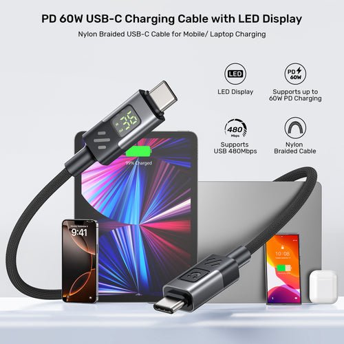 EAN 4894160058911 - UNITEK PD 60W USB-C 2M cable USB USB 2.0 USB C 0,48 Gbit/s Negro imagen 3