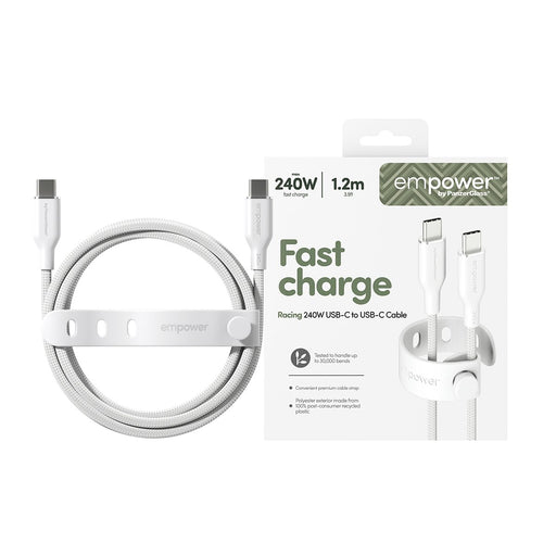 EAN 5715685027666 - PanzerGlass empower™ by ® Racing 240W USB-C to USB-C Cable | USB 2.0 | 1.2M | Silver White cable USB Blan imagen 2