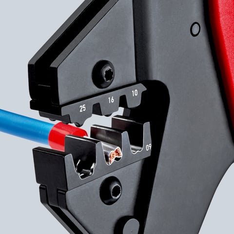 EAN 4003773071587 - Knipex 97 43 200 A crimpadora Herramienta para prensar Azul, Rojo imagen 5