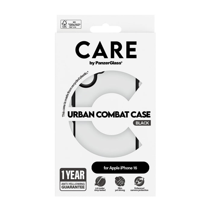 EAN 5715685004278 - PanzerGlass CARE™ by ® Urban Combat Case Transparent w. Black Frame iPhone 16 funda para teléfono móvil T imagen 3