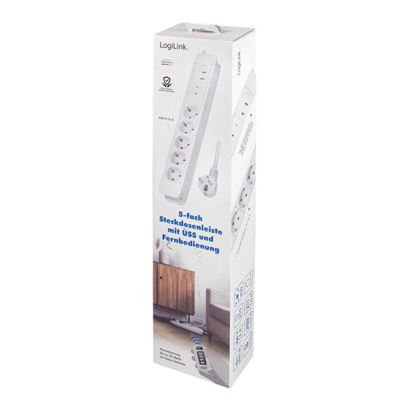 EAN 4052792064841 - LogiLink LPS402 base múltiple 1,5 m 5 salidas AC Interior Blanco imagen 8