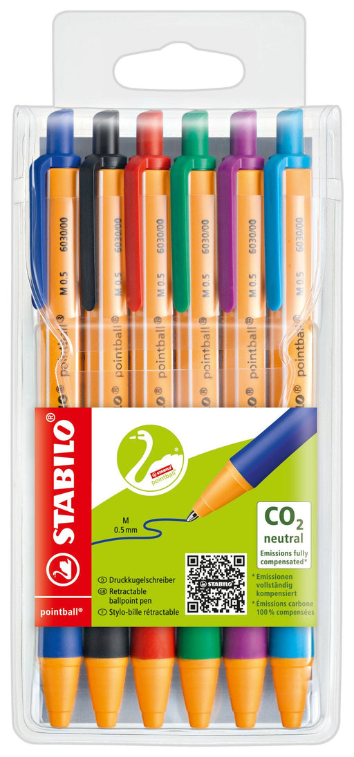 EAN 4006381437288 - STABILO pointball Negro, Azul, Verde, Rojo, Turquesa, Violeta Bolígrafo de punta retráctil con pulsador 6 imagen 1