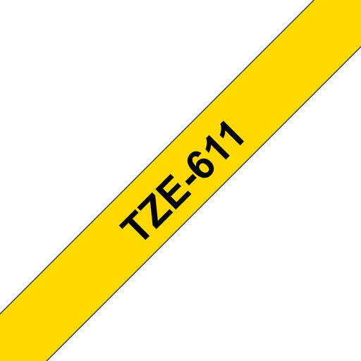 EAN 4977766686624 - Brother TZE-611 cinta para impresora de etiquetas Negro sobre amarillo imagen 1