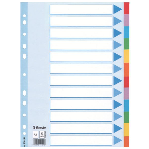 EAN 5902812001945 - Esselte Multi-coloured Cardboard Dividers divisor 10 pieza(s) imagen 1