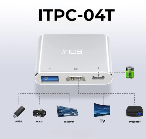 EAN 8681949014925 - Inca ITPC-04T hub de interfaz USB Tipo C 5000 Mbit/s Plata, Blanco imagen 2