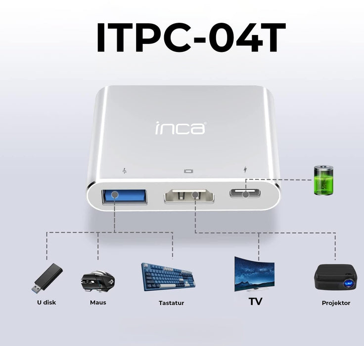 EAN 8681949014925 - Inca ITPC-04T hub de interfaz USB Tipo C 5000 Mbit/s Plata, Blanco imagen 2