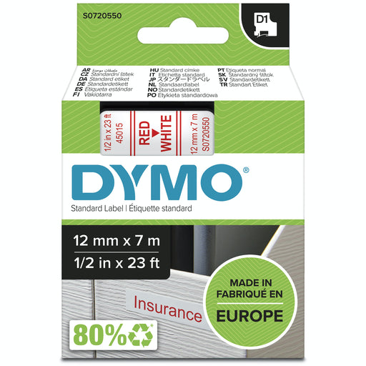 EAN 5411313450157 - DYMO D1 Standard - Red on White - 12mm cinta para impresora de etiquetas Rojo sobre blanco imagen 1