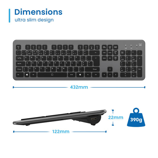 EAN 8052101434088 - Ewent EW3296 teclado Universal RF inalámbrica + USB QWERTY Español Negro, Gris imagen 2