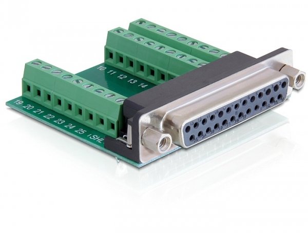 EAN 4043619653171 - DeLOCK 65317 cambiador de género para cable 25p 27p Negro, Verde, Plata imagen 1