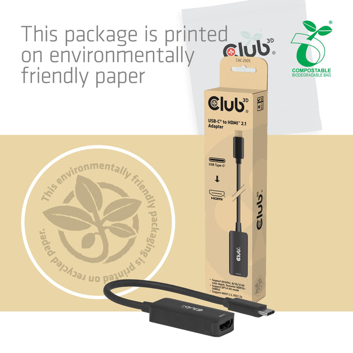EAN 8719214473815 - CLUB3D CAC-2505 adaptador de cable de vídeo 0,12 m USB Tipo C HDMI + USB Negro imagen 8