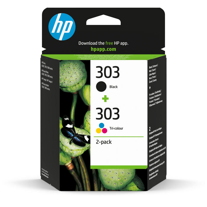 EAN 0199764687203 - HP 303 2-pack Black/Tri-color Original Ink Cartridges cartucho de tinta 2 pieza(s) Rendimiento estándar N imagen 1