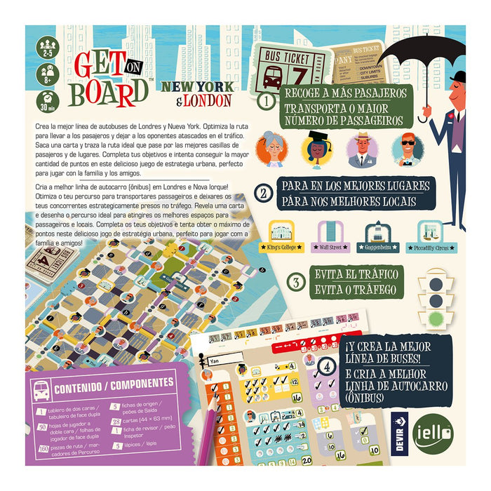 EAN 8436589627000 - Devir Get On Board: New York & London 30 min Juego de mesa Estrategia imagen 4