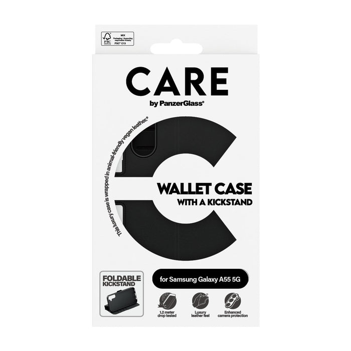 EAN 5715685012587 - PanzerGlass CARE™ by ® Wallet Case w. Kickstand Samsung Galaxy A55 5G funda para teléfono móvil Negro imagen 3