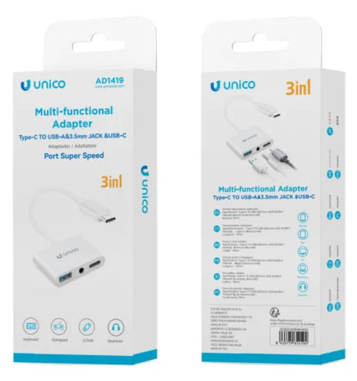 EAN 8435719614194 - UNICO AD1419 base para portátil y replicador de puertos Alámbrico USB 2.0 Blanco imagen 2