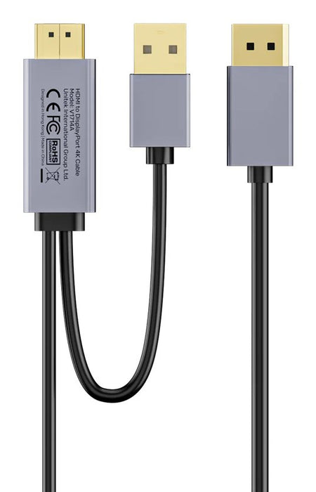 EAN 4894160059482 - UNITEK V1714AGY01 adaptador de cable de vídeo 1,8 m DisplayPort HDMI Gris Oscuro imagen 3