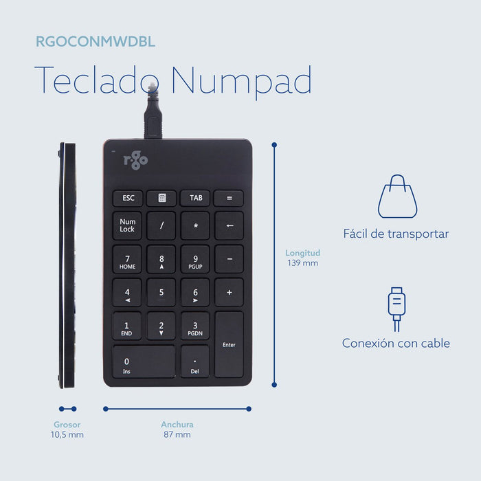 EAN 8719274491439 - R-Go Tools RGOCONMWDBL teclado numérico Universal USB imagen 8