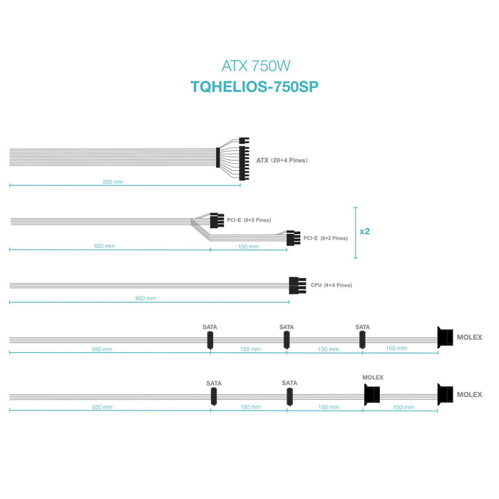 EAN 8433281016330 - TooQ TQHELIOS-750SP unidad de fuente de alimentación 24-pin ATX Negro imagen 5