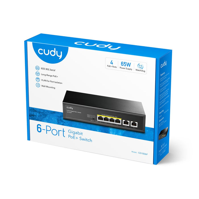 EAN 6971690790967 - Cudy GS1006P switch No administrado Gigabit Ethernet (10/100/1000) Energía sobre Ethernet (PoE) Negro imagen 3