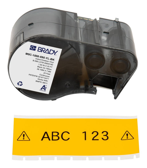 EAN 888434593738 - Brady M5C-1500-595-YL-BK etiqueta de impresora Negro, Amarillo Etiqueta para impresora autoadhesiva imagen 1