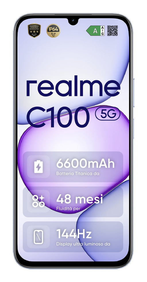 EAN 6941764486256 - realme C100 5G 17,3 cm (6.8") SIM doble USB Tipo C 4 GB 256 GB 6600 mAh Púrpura imagen 1