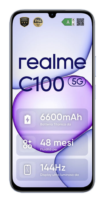 EAN 6941764486249 - realme C100 5G 17,3 cm (6.8") SIM doble USB Tipo C 4 GB 128 GB 6600 mAh Púrpura imagen 1