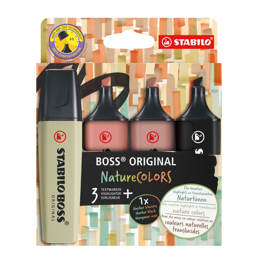 EAN 4006381603126 - STABILO BOSS ORIGINAL NatureColors marcador 4 pieza(s) Punta de cincel Negro, Bronce, Marrón, Verde imagen 1