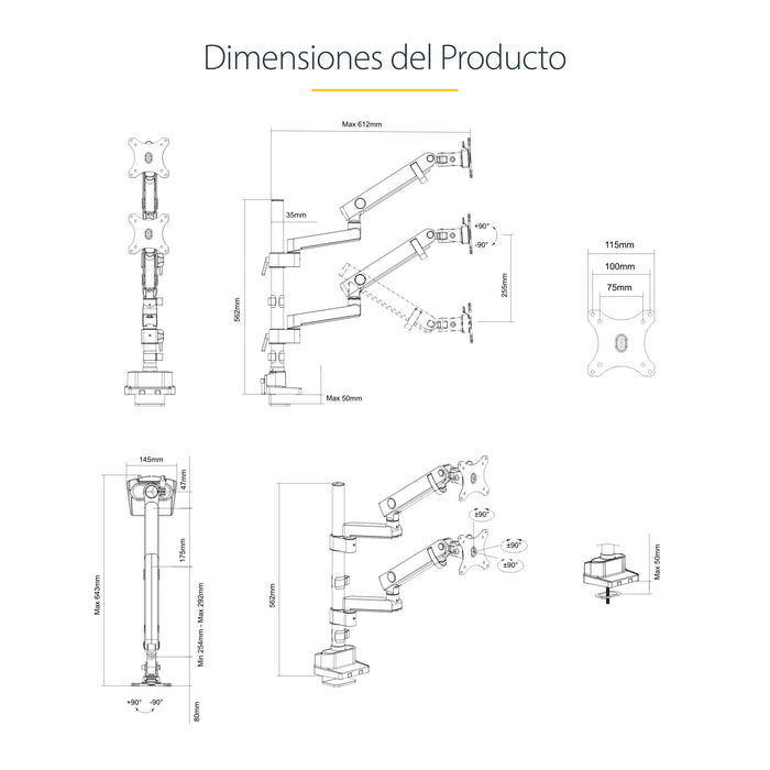 EAN 65030892537 - StarTech.com ARMDUALPIVOT soporte para monitor 81,3 cm (32") Escritorio Negro imagen 19