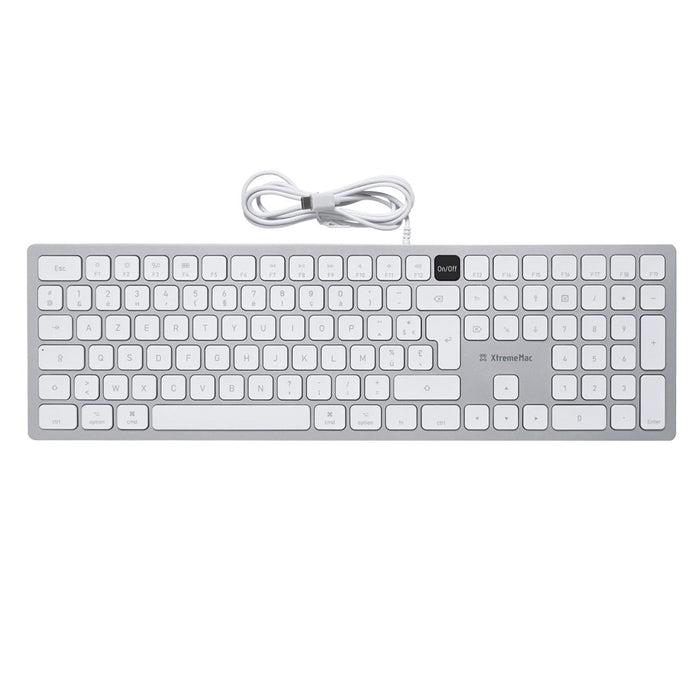 EAN 5453003784227 - MCL XTREMEMAC WIRED KEYBOARD FOR teclado Hogar / Oficina USB AZERTY Francés Plata, Blanco imagen 1