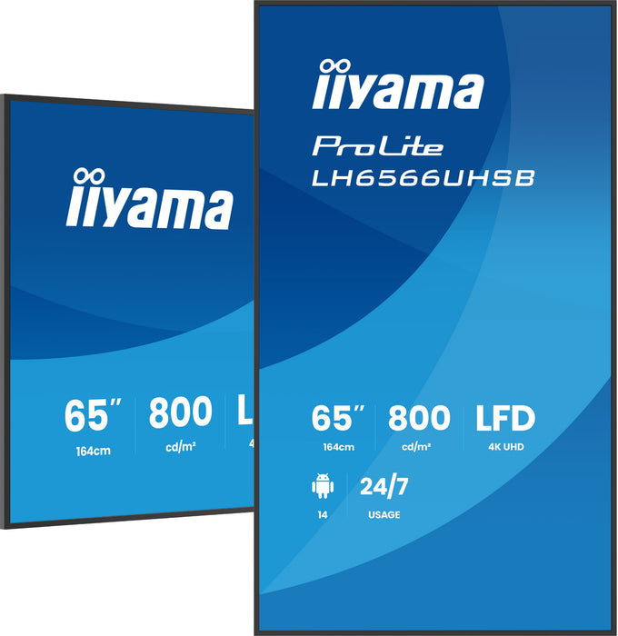 EAN 4948570128235 - iiyama LH6566UHSB-B1AG pantalla de señalización Pantalla plana para señalización digital 165,1 cm (65") L imagen 4