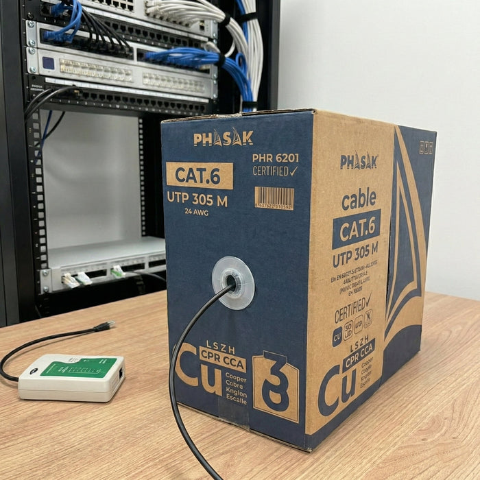 EAN 5605922001224 - Phasak Bobina cable UTP Cat. 6 solido CU (CPR Cca) AWG24 Fluke LSZH 305 m cable de red Cat6 U/UTP (UTP) imagen 2