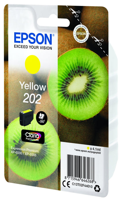 EAN 8715946646268 - Epson Kiwi 202 cartucho de tinta 1 pieza(s) Original Rendimiento estándar Amarillo imagen 1