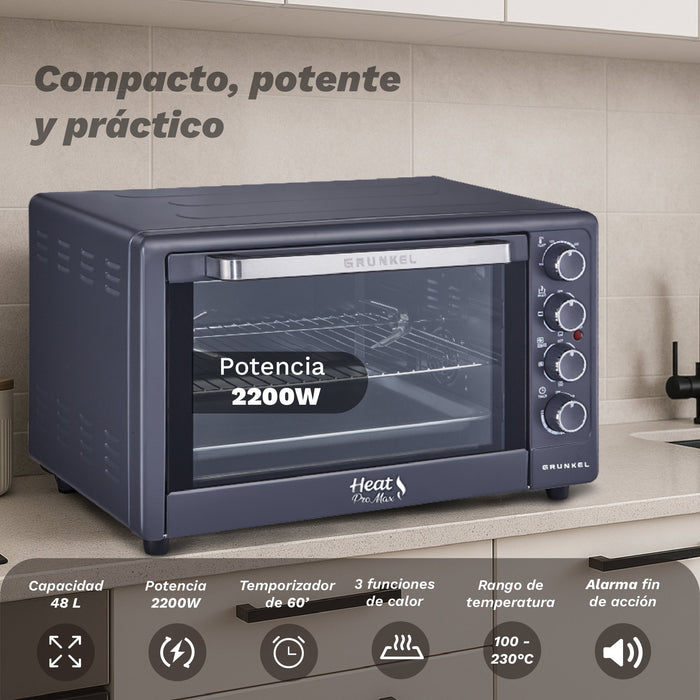 EAN 8426156019260 - Grunkel HR-48PROMAX horno 48 L 2200 W Negro, Acero imagen 9