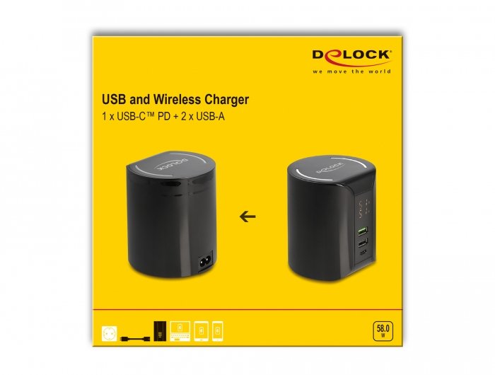 EAN 4043619414413 - DeLOCK 41441 cargador de dispositivo móvil Smartphone Negro Corriente alterna Cargador inalámbrico Carga  imagen 8
