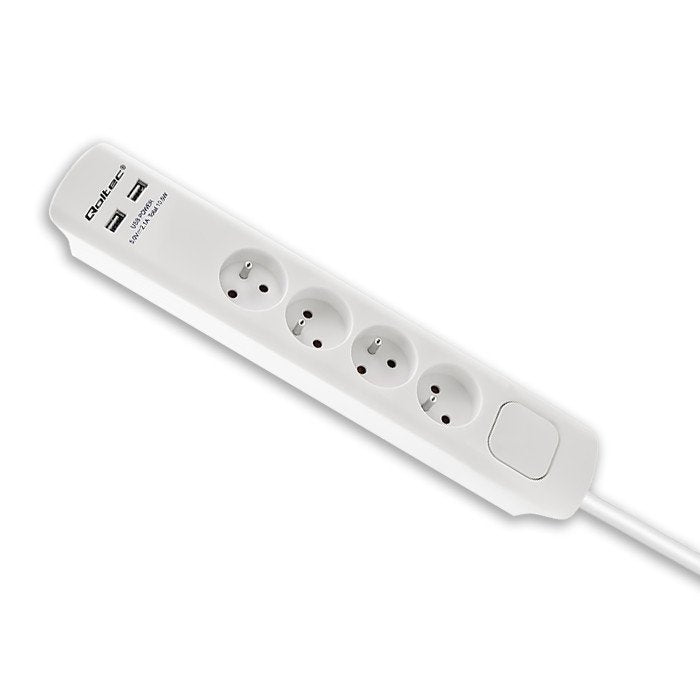 EAN 5901878502823 - Qoltec 50282 limitador de tensión Blanco 4 salidas AC 230 V 1,8 m imagen 2