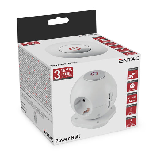 EAN 5999097979328 - Entac ESC1.5G3-USB-GLOBE base múltiple 1,5 m 3 salidas AC Interior Blanco imagen 2