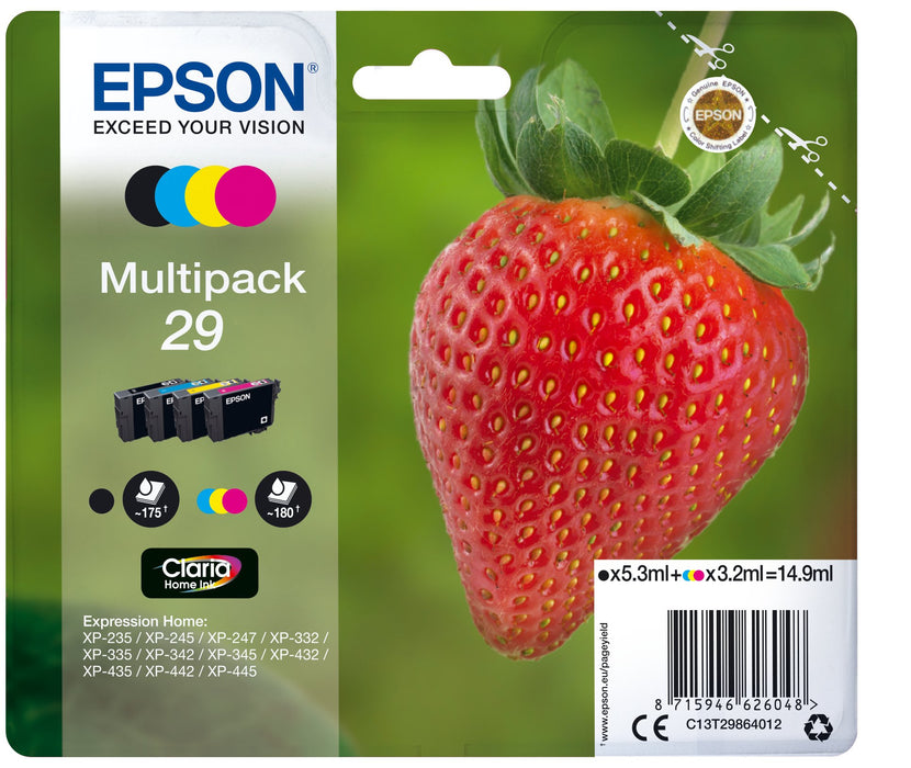 EAN 8715946626055 - Epson Strawberry C13T29864022 cartucho de tinta 1 pieza(s) Original Negro, Cian, Magenta, Amarillo imagen 1