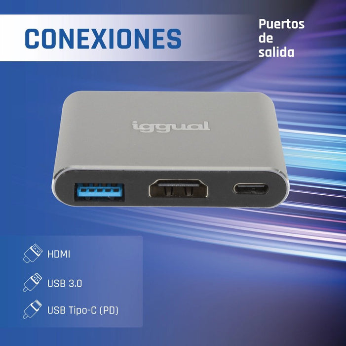 EAN 8435364318461 - iggual IGG318461 base para portátil y replicador de puertos USB 3.2 Gen 1 (3.1 Gen 1) Type-C Negro imagen 2