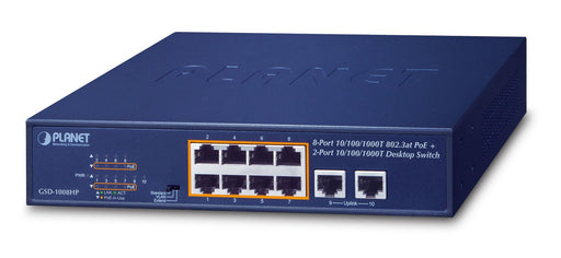 EAN 4711605283090 - PLANET GSD-1008HP switch No administrado Gigabit Ethernet (10/100/1000) Energía sobre Ethernet (PoE) 1U A imagen 1