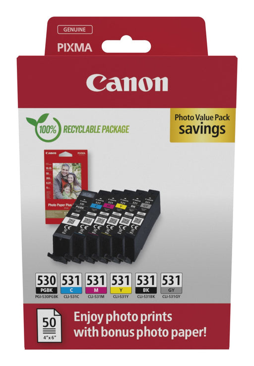 EAN 8714574683126 - Canon PGI-530/CLI-531 PVP cartucho de tinta 6 pieza(s) Original Negro, Cian, Gris, Magenta, Foto negro, A imagen 1