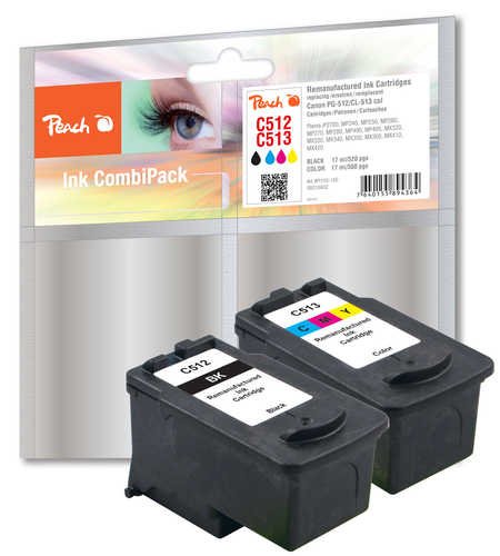 EAN 7640155894364 - Peach 316602 cartucho de tinta 2 pieza(s) Negro, Cian, Magenta, Amarillo imagen 1