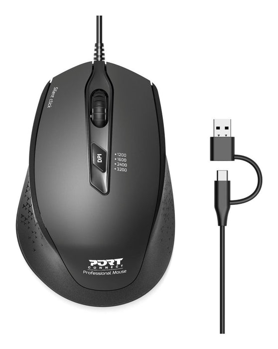 EAN 3567042032323 - Port Designs PORT Connect OFFICE+ ratón Oficina Mano derecha USB Type-A + USB Type-C Óptico 3200 DPI imagen 7