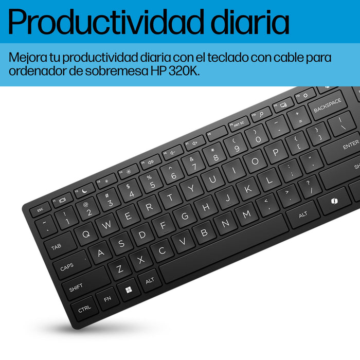 EAN 0194721888327 - HP 320K Wired Keyboard teclado Oficina USB Negro imagen 3
