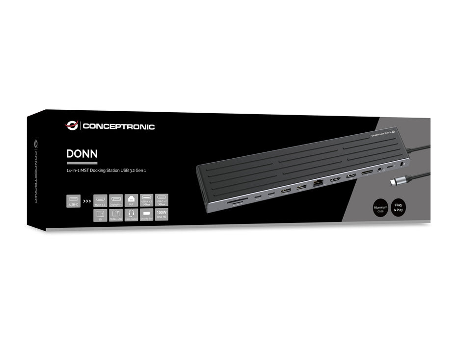 EAN 4015867241288 - Conceptronic DONN32B base para portátil y replicador de puertos Alámbrico USB 3.2 Gen 1 (3.1 Gen 1) Type- imagen 5