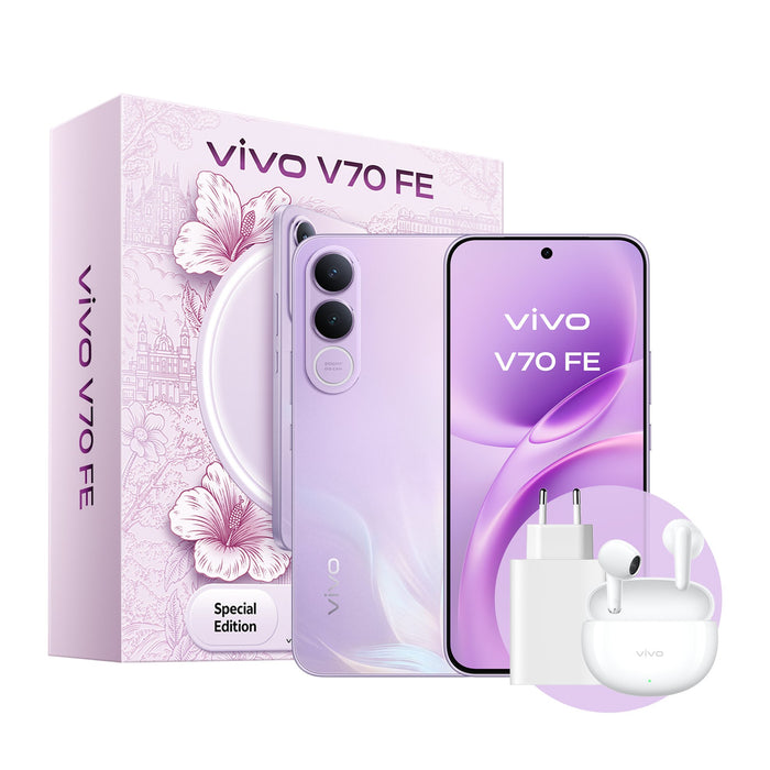 EAN 6932204524195 - VIVO V70 FE 17,4 cm (6.83") SIM doble Android 16.0 5G USB Tipo C 8 GB 256 GB 7000 mAh Púrpura imagen 1